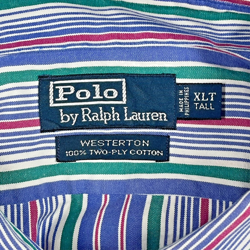 Polo Ralph Lauren Westerton Button Up Shirt Men's XLT Rainbow Striped Pride Prep - Picture 3 of 13
